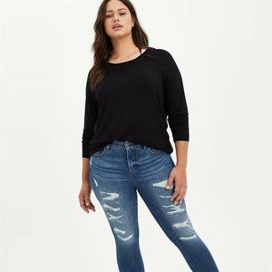 Torrid 3X (3) Super Soft Black Long Sleeve Raglan Top